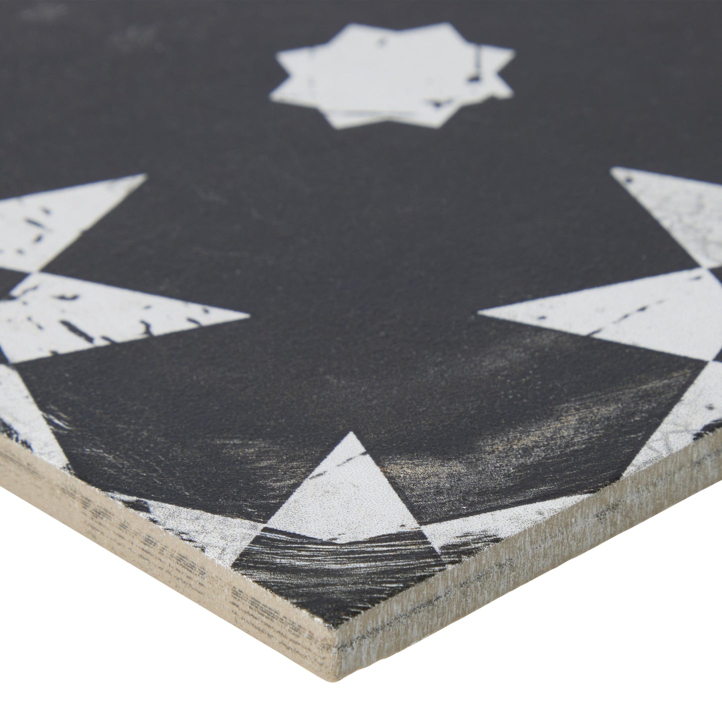 8x8 Black and White Distressed Groove porcelain tile - Industry Tile