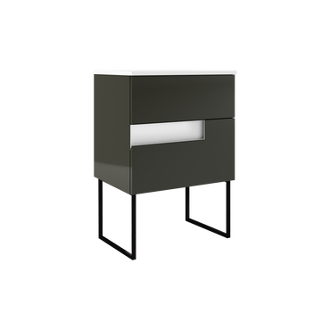 Vision Gray w/ White 24" W x 18" D Bath Vanity with White Ceramic Vanity Top and Sink - Industry Tile