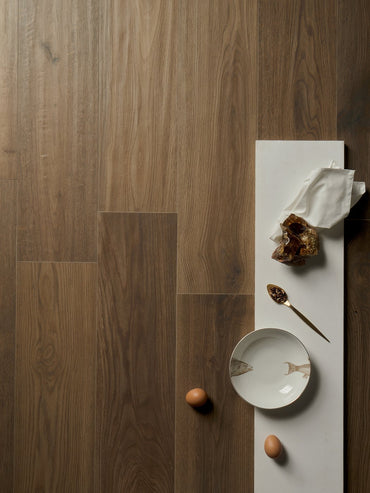 Excalibur Brown Wood Look Porcelain Tile | 8x48" Plank | 3x18" Chevron - Tilevanity.com