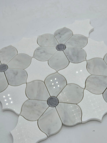 Industry Tile Natural Stone Flower Pattern Waterjet Mosaic ( 5 pc per case) 2533