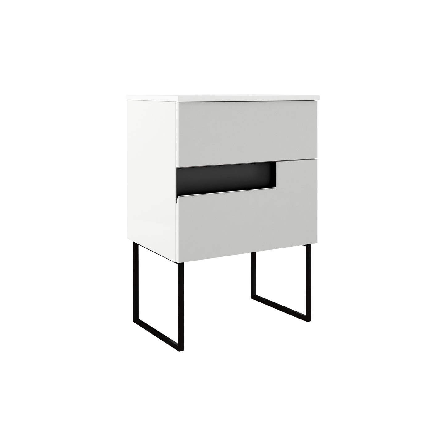 Vision White w/ Black 24" W x 18" D Bath Vanity with White Ceramic Vanity Top and Sink - Industry Tile
