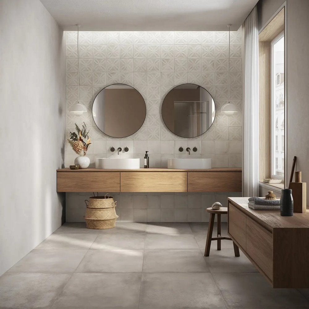 8x8 Amora 3D Structured Avorio porcelain tile