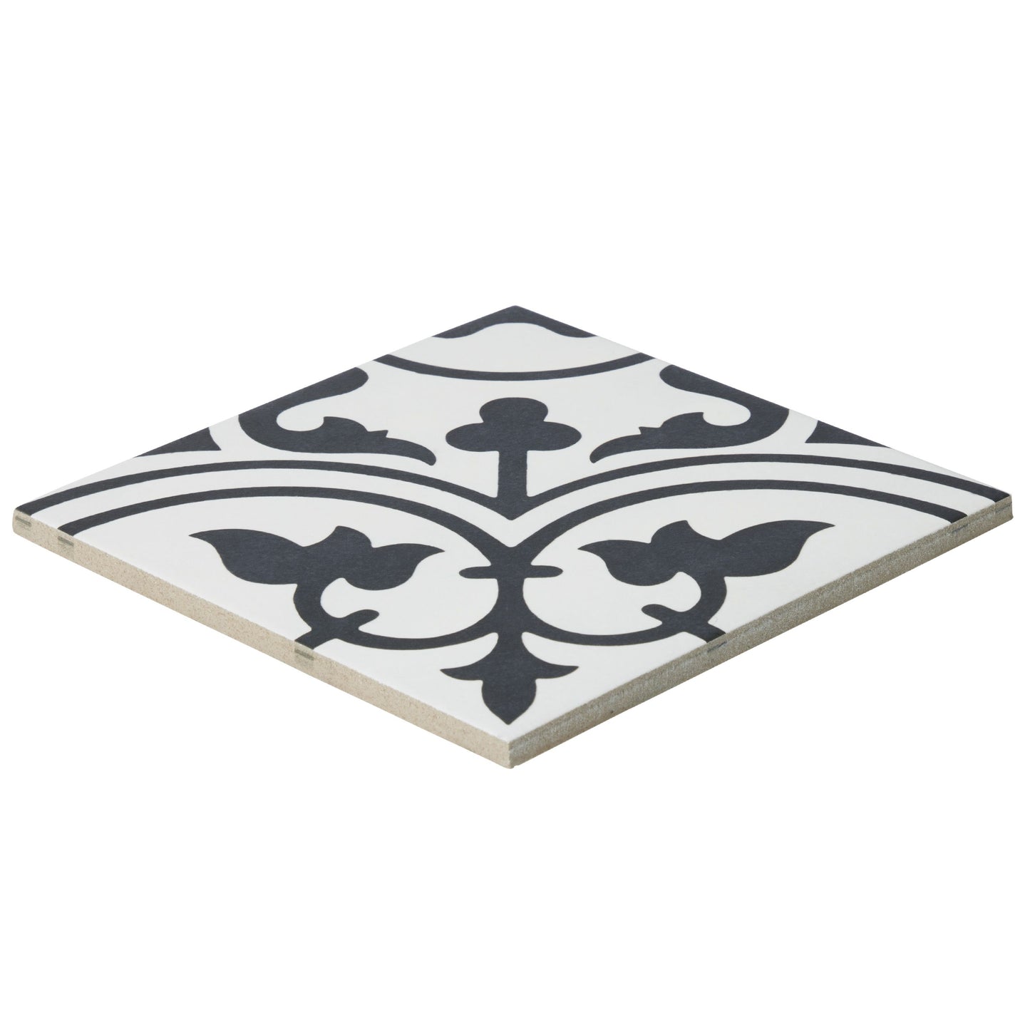 8x8 Black and White Bell porcelain tile - Industry Tile