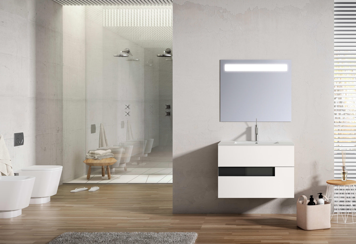 Vision White w/ Black 24" W x 18" D Bath Vanity with White Ceramic Vanity Top and Sink - Industry Tile