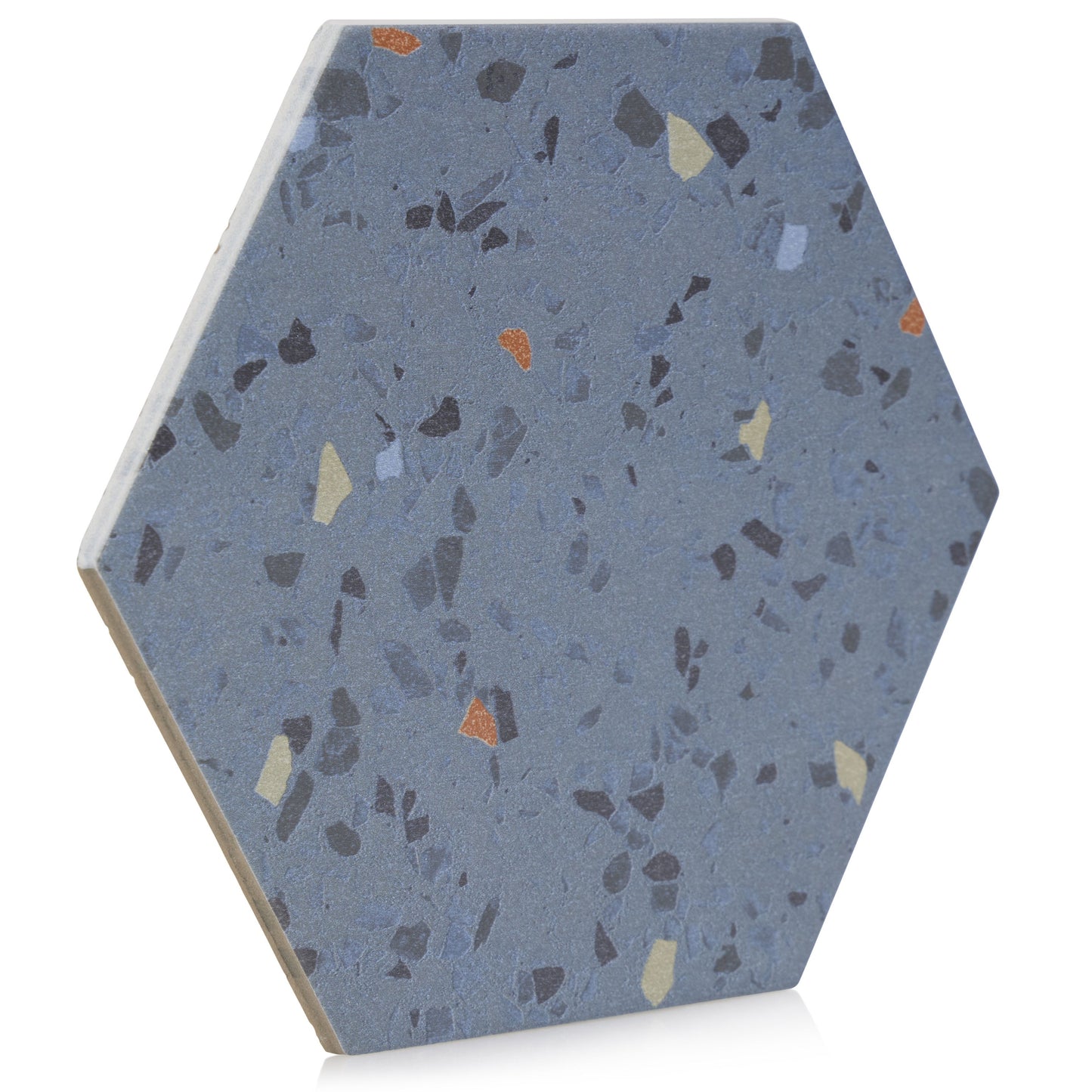 8x10 Hexagon Spark Blue porcelain tile - Industry Tile