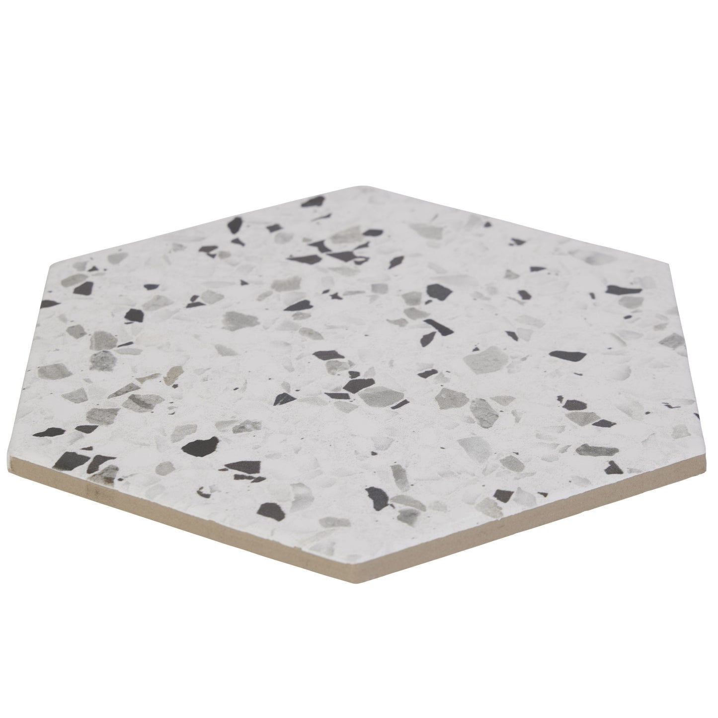 8x10 Hexagon Spark Black porcelain tile - Industry Tile