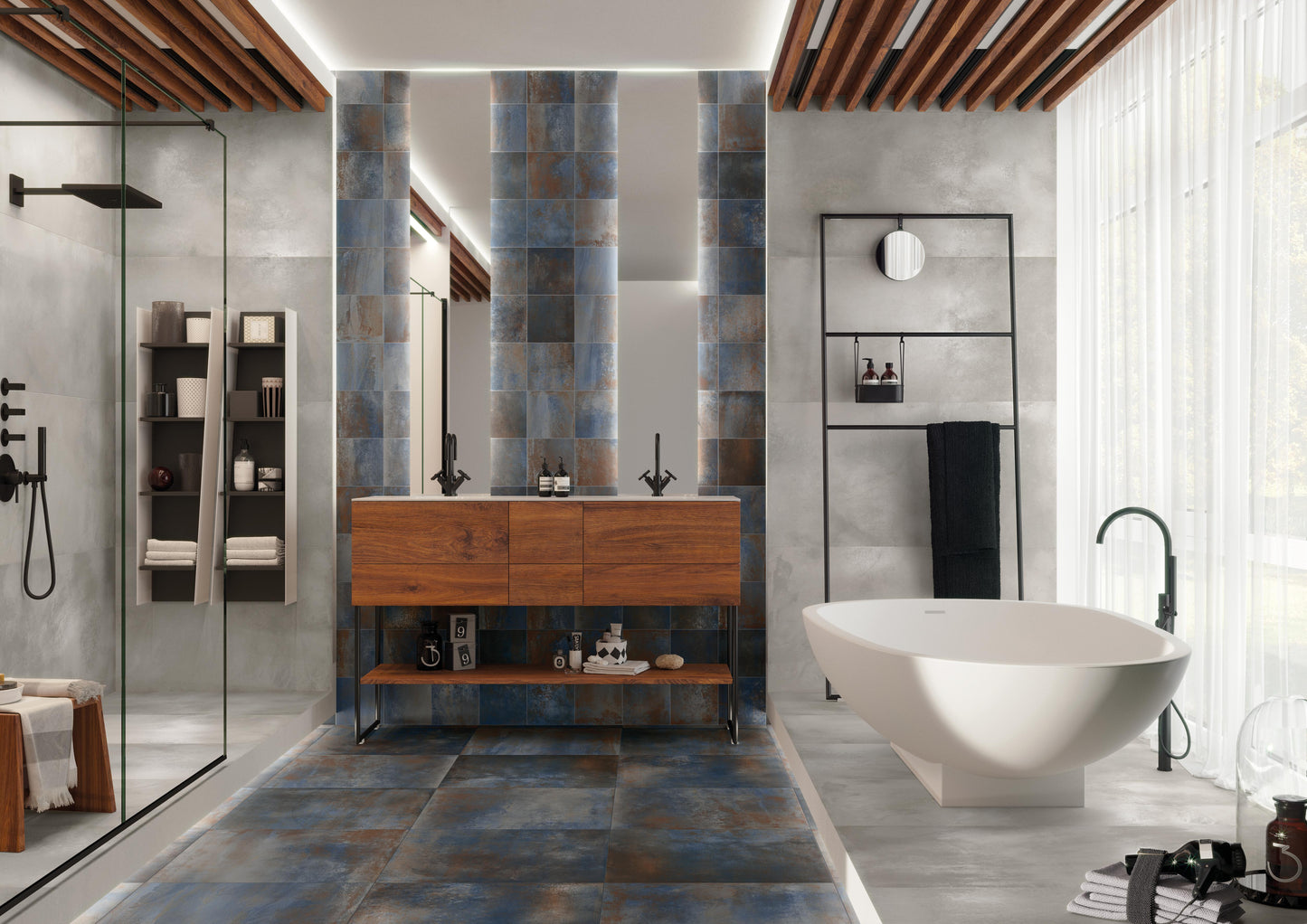 24x48 Metallica Dark Blue porcelain tile - Industry Tile