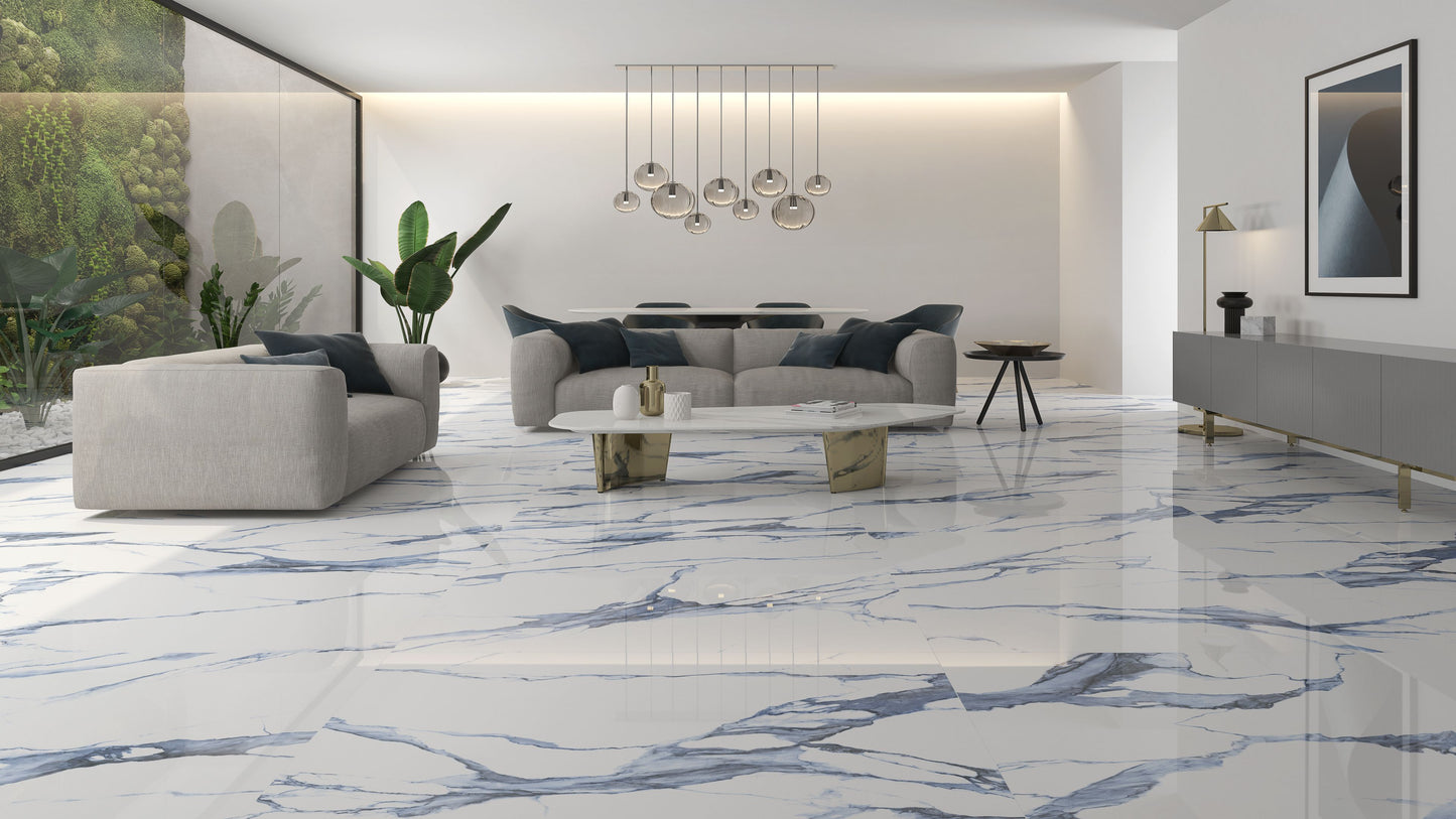 24x48 Statuario Blue Polished porcelain tile - Industry Tile