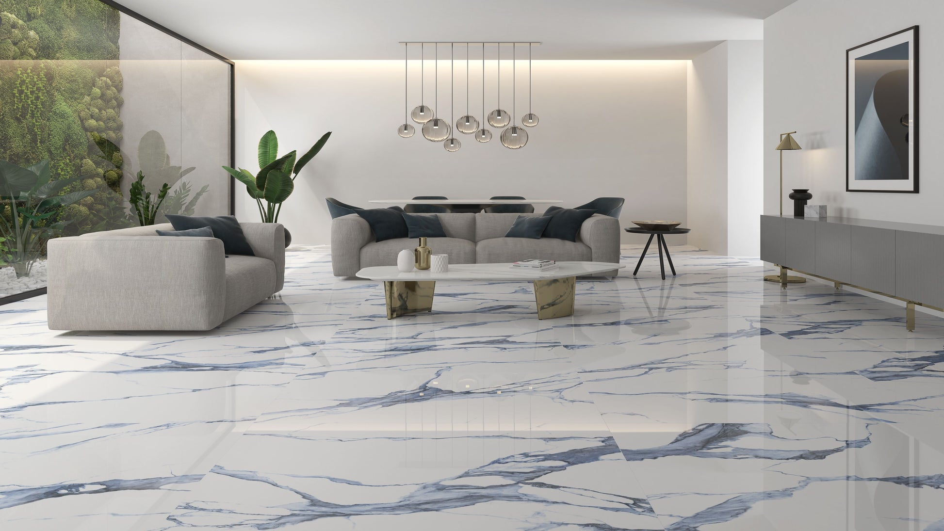 24x48 Statuario Blue Polished porcelain tile - Industry Tile