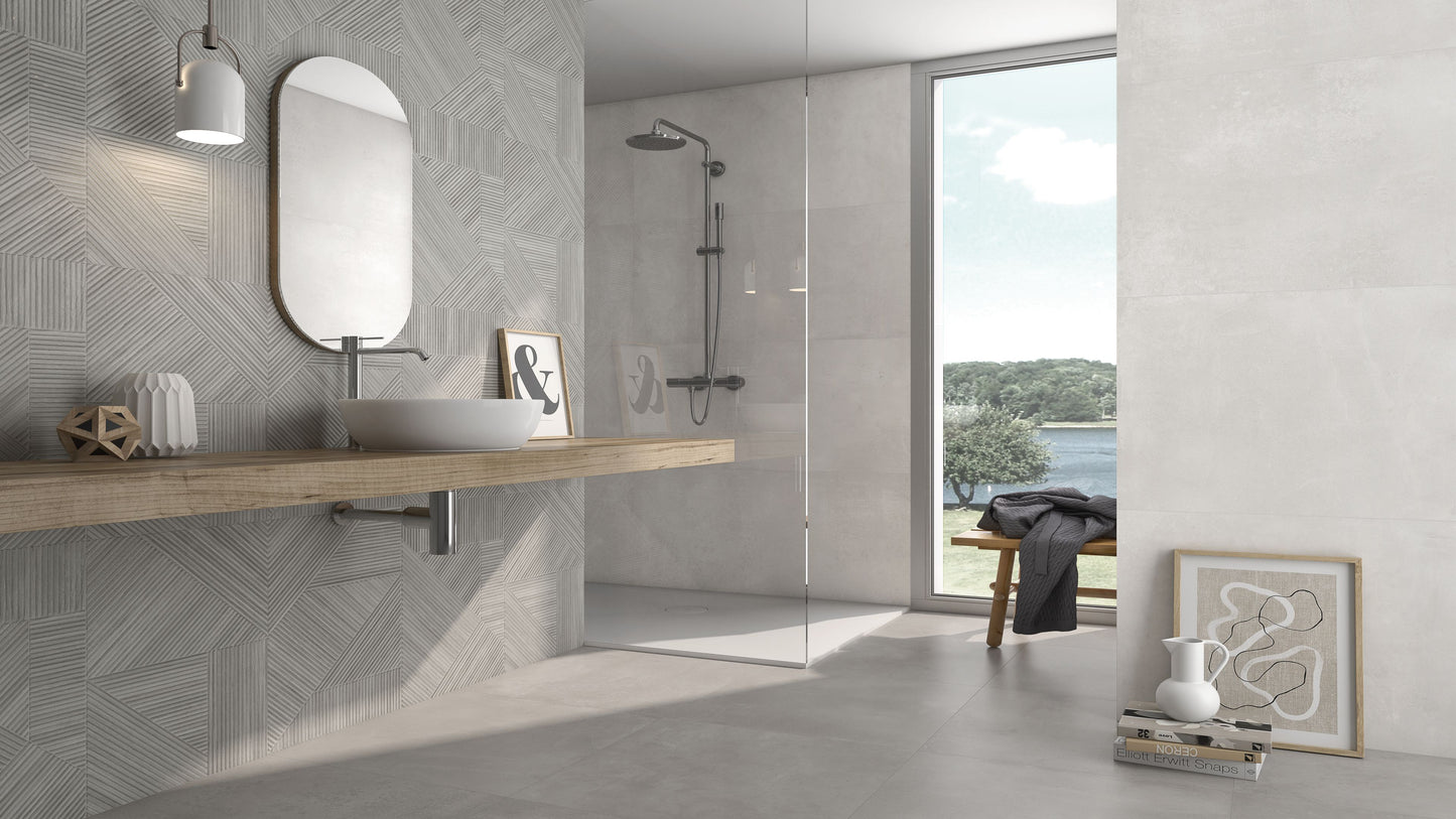 24x48 Designer 3d wood look porcelain tile - Gray - Industry Tile