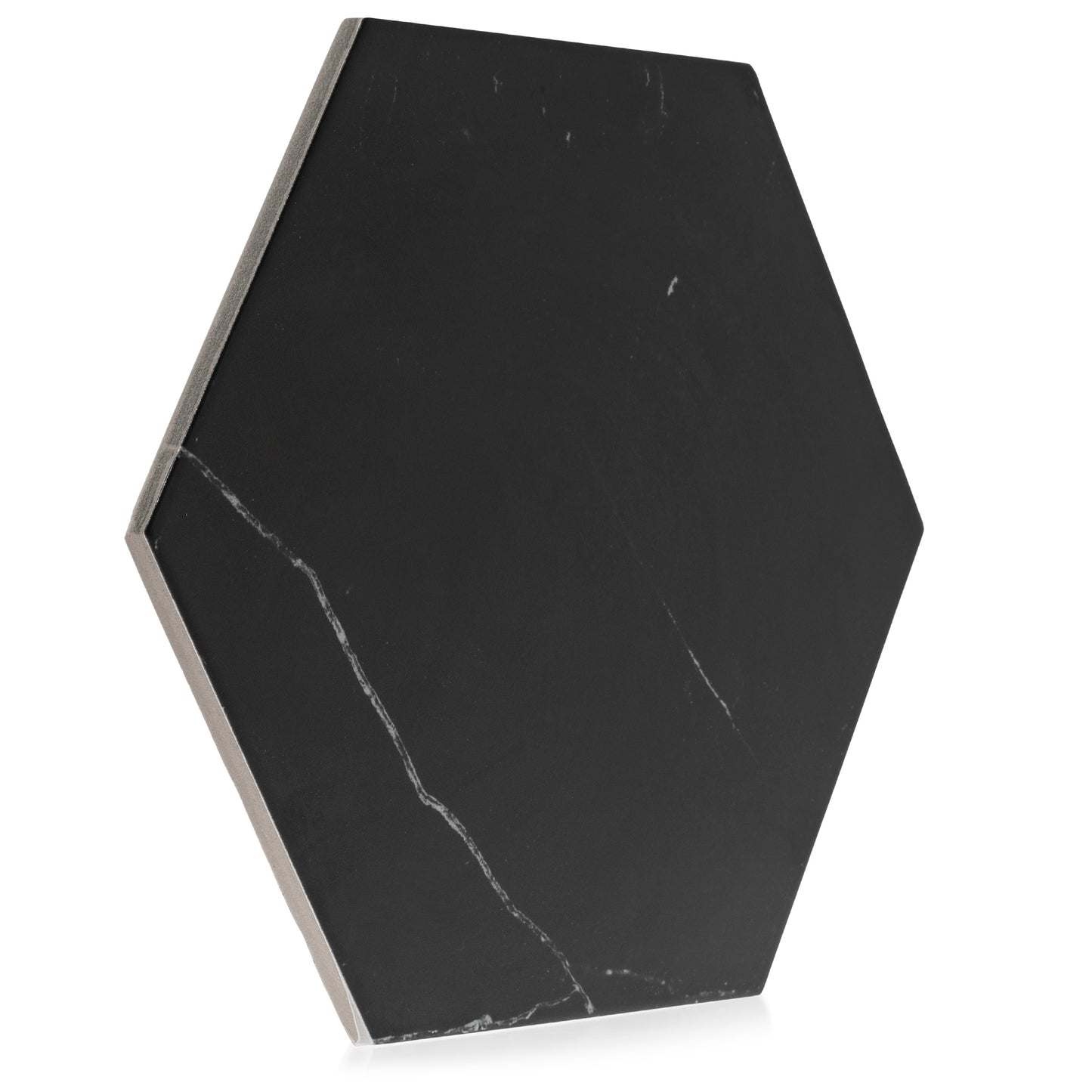 8.86x10.2 Marquina Hexagon field porcelain tile - Industry Tile