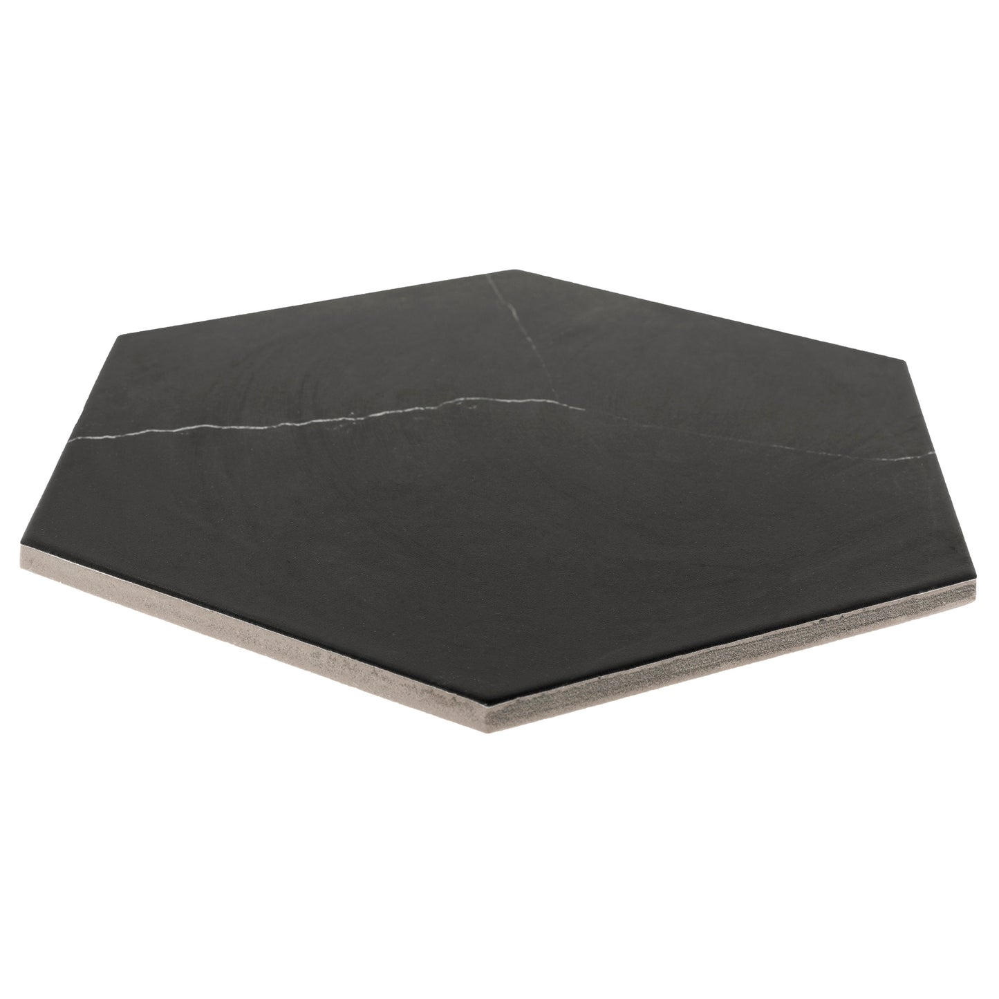 8.86x10.2 Marquina Hexagon field porcelain tile - Industry Tile