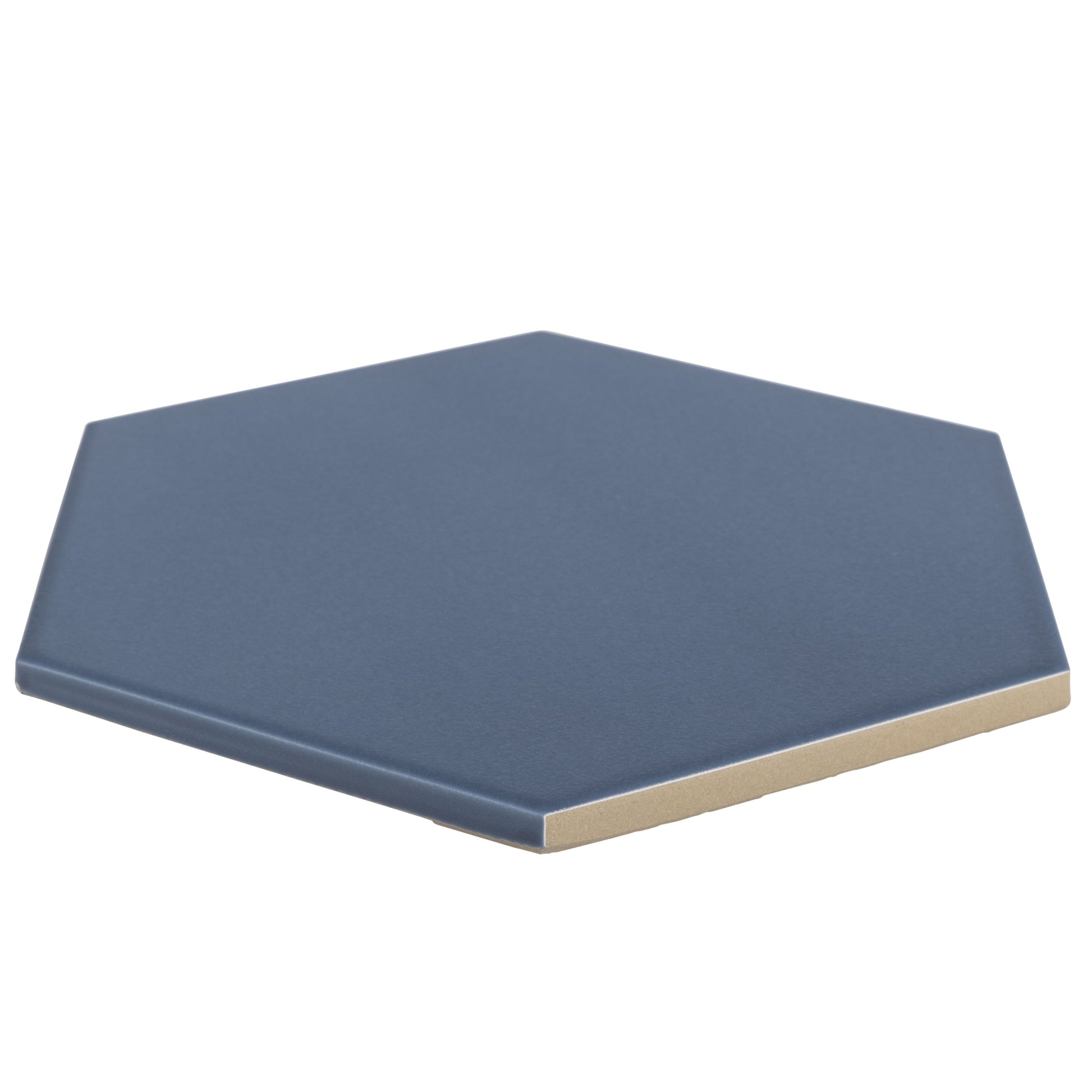 7.8x9 Tribeca Hexagon Blue porcelain tile - Industry Tile