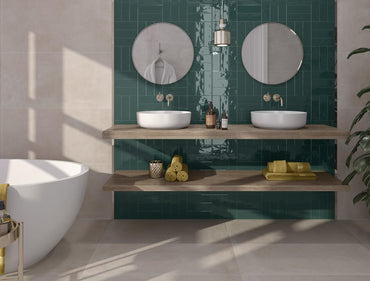 2.5x8 Tribeca Green Gloss porcelain tile - Industry Tile