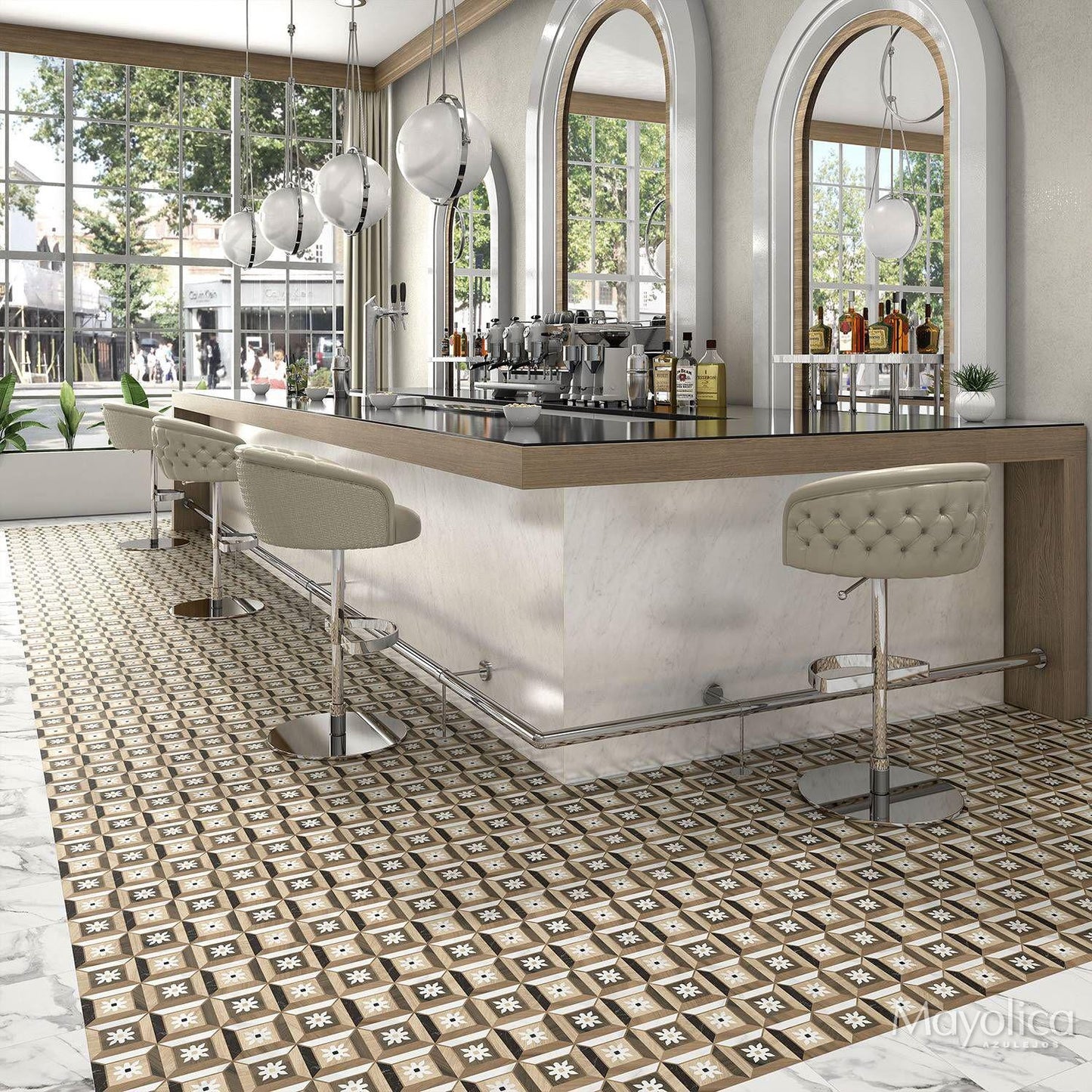 8x8 Art Wood Marble design 6 porcelain tile - Industry Tile