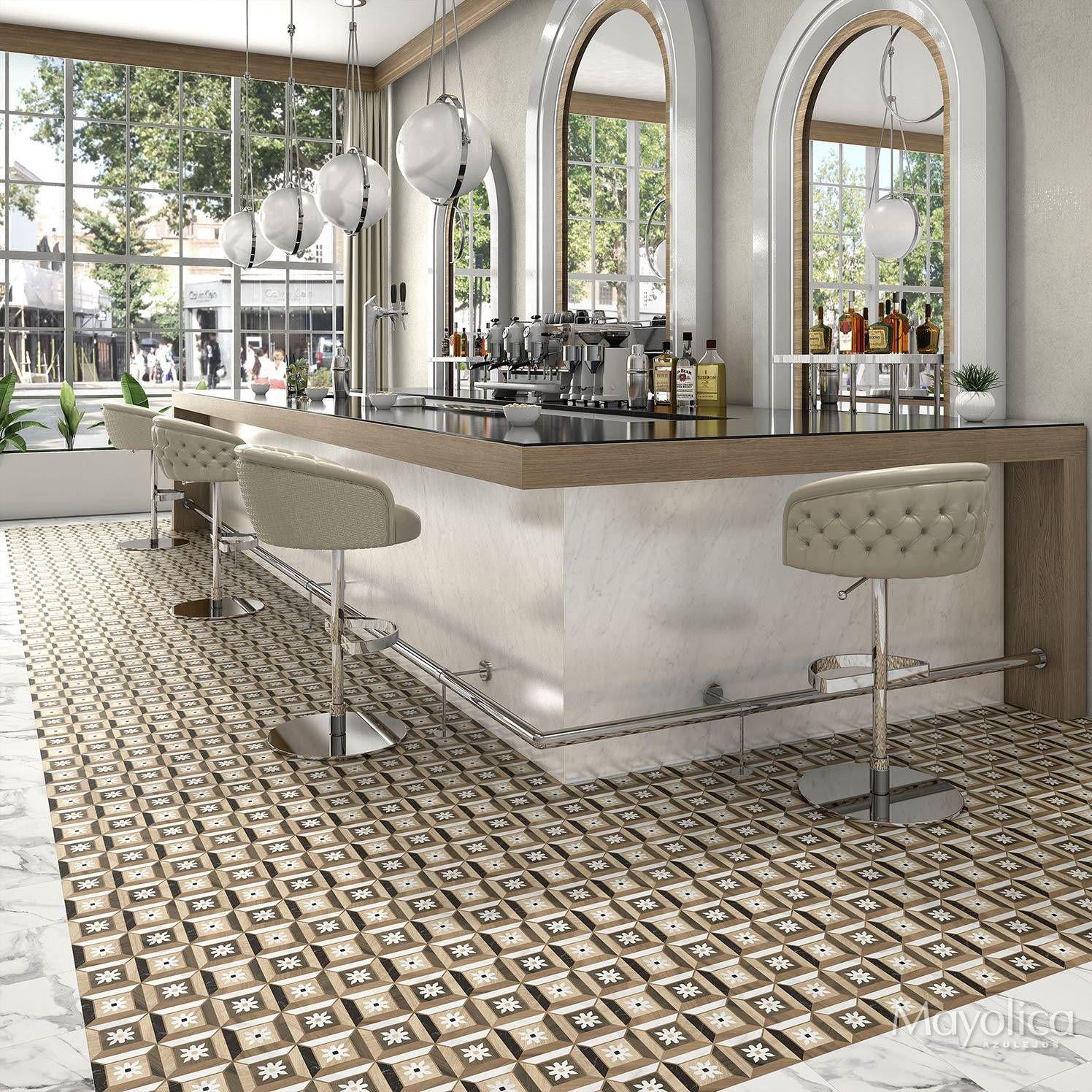 8x8 Art Wood Marble design 6 porcelain tile - Industry Tile