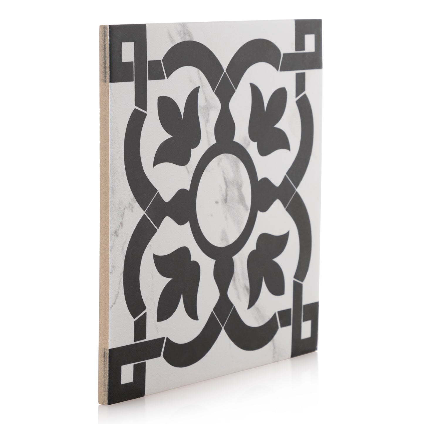 9x9 Charmed Statuario Flower pattern procelain tile - Industry Tile