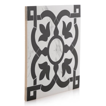 9x9 Charmed Statuario Flower pattern procelain tile - Industry Tile