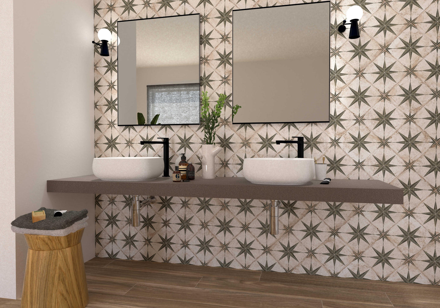 9x9 Star Green porcelain tile - Industry Tile