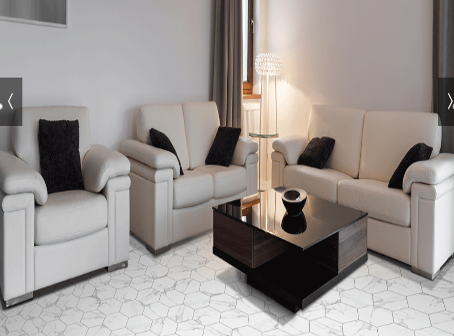 8.86x10.2 Cararra Hexagon field porcelain tile - Industry Tile