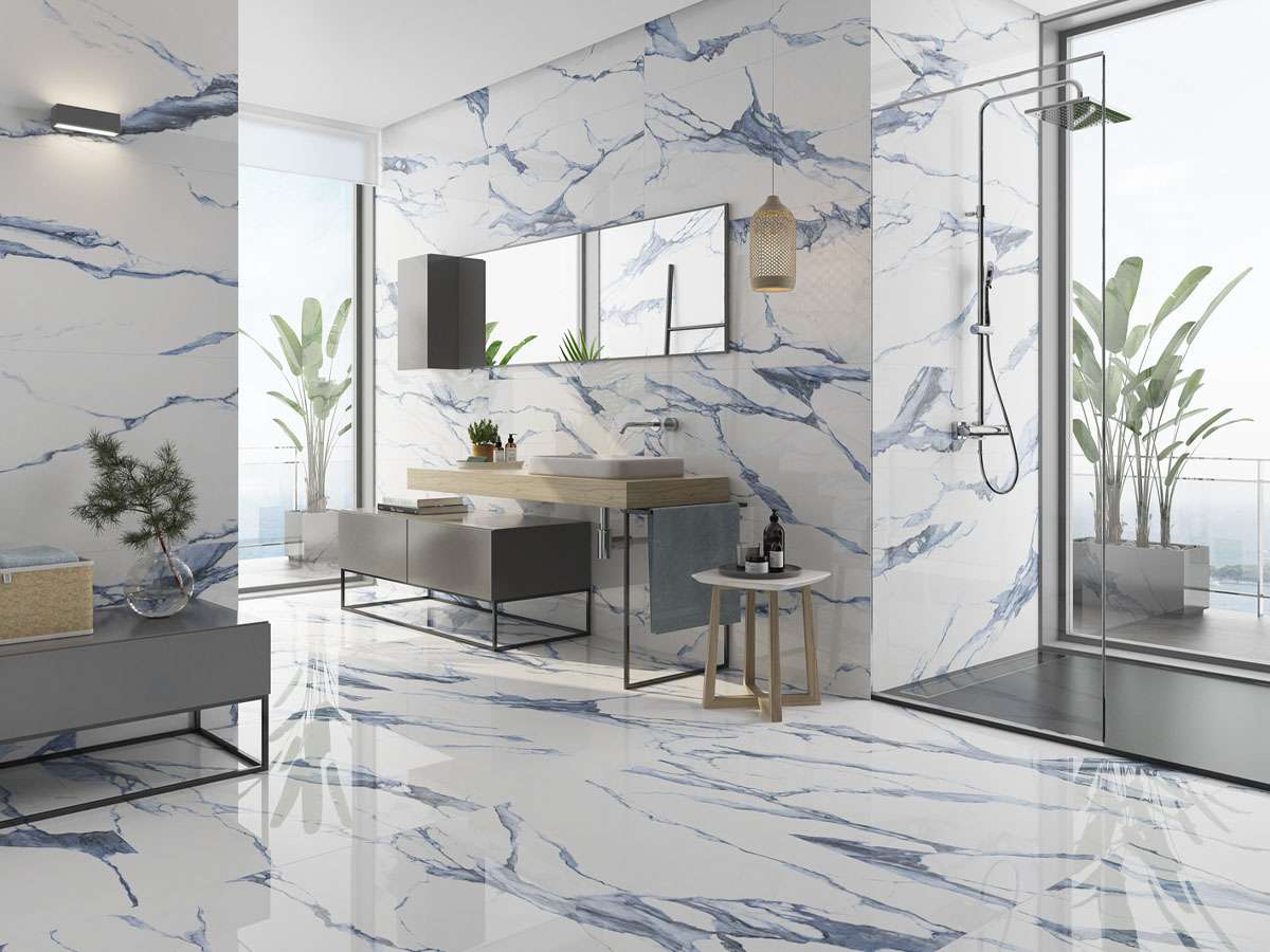 24x48 Statuario Blue Matte porcelain tile - Industry Tile