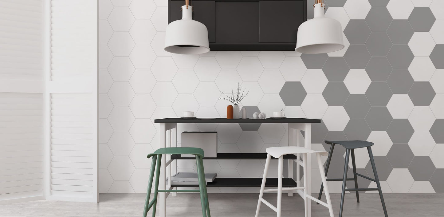 9x10 Hexagon White porcelain tile - Industry Tile
