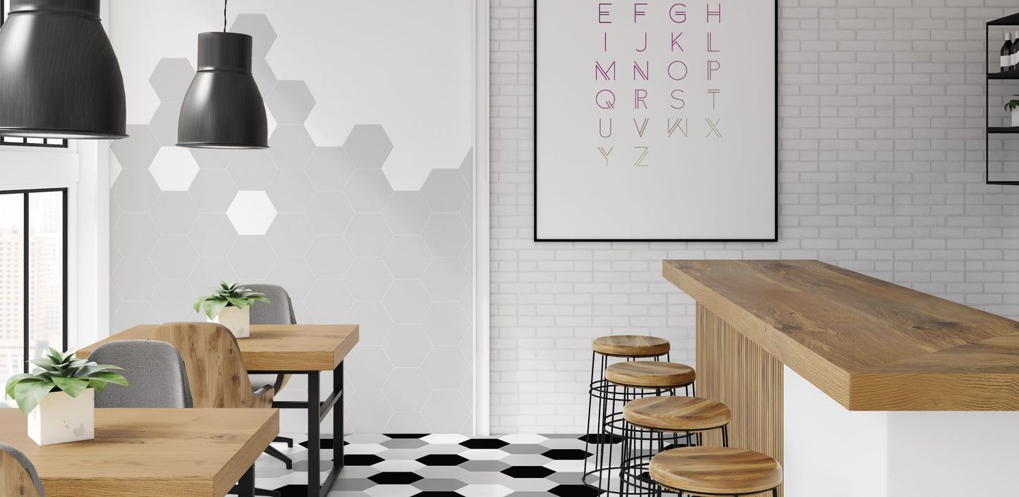 9x10 Hexagon Dark Grey porcelain tile - Industry Tile
