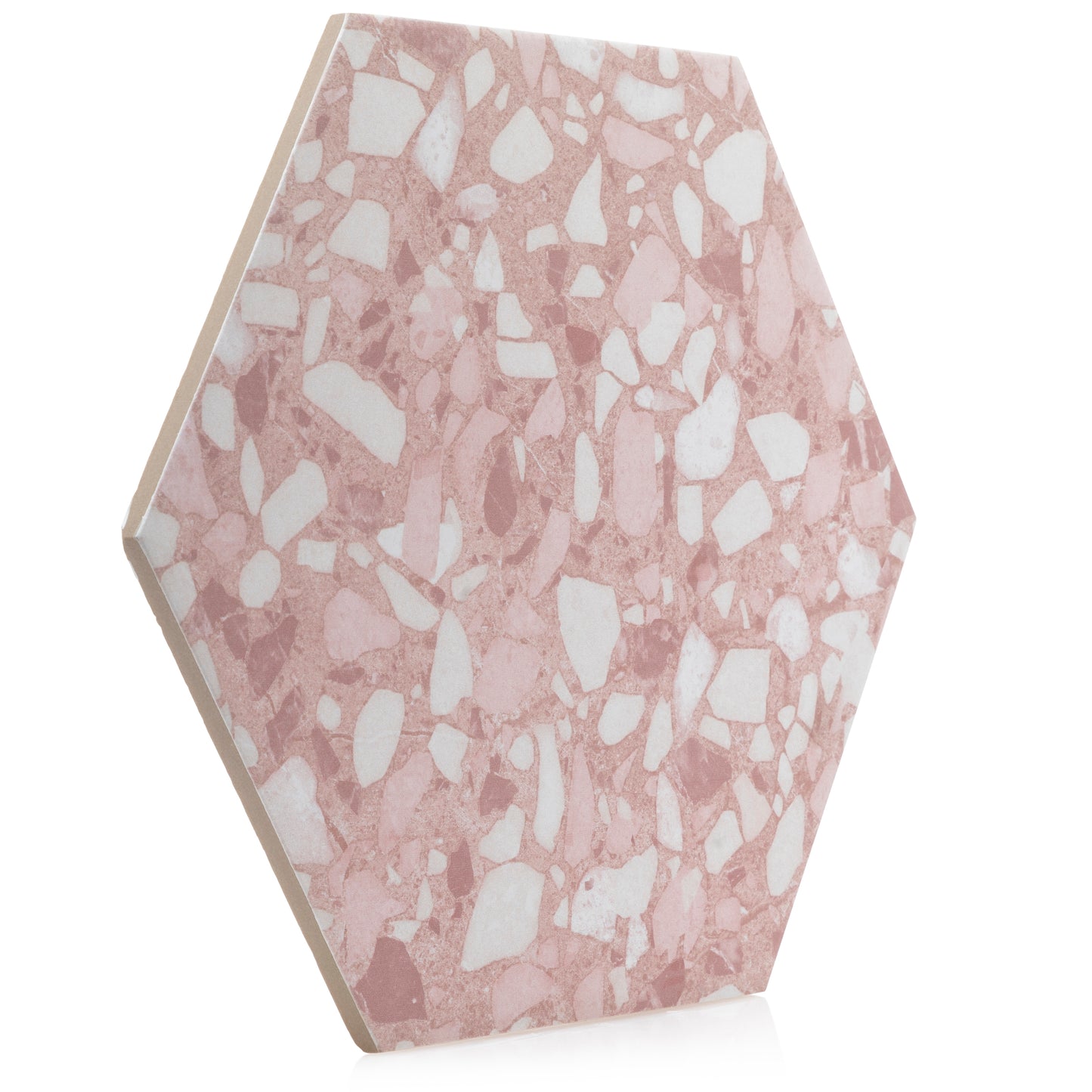9x10 Hexagon Pink Terrazzo porcelain tile - Industry Tile