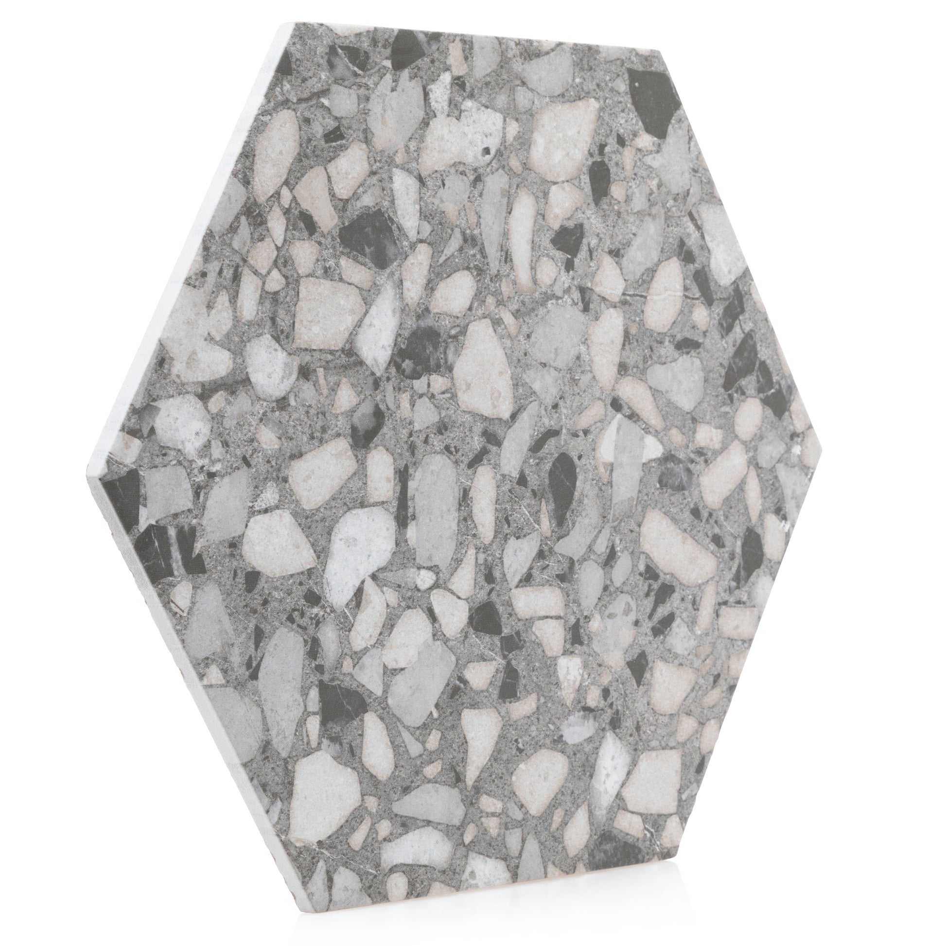 9x10 Hexagon Gray Terrazzo porcelain tile - Industry Tile