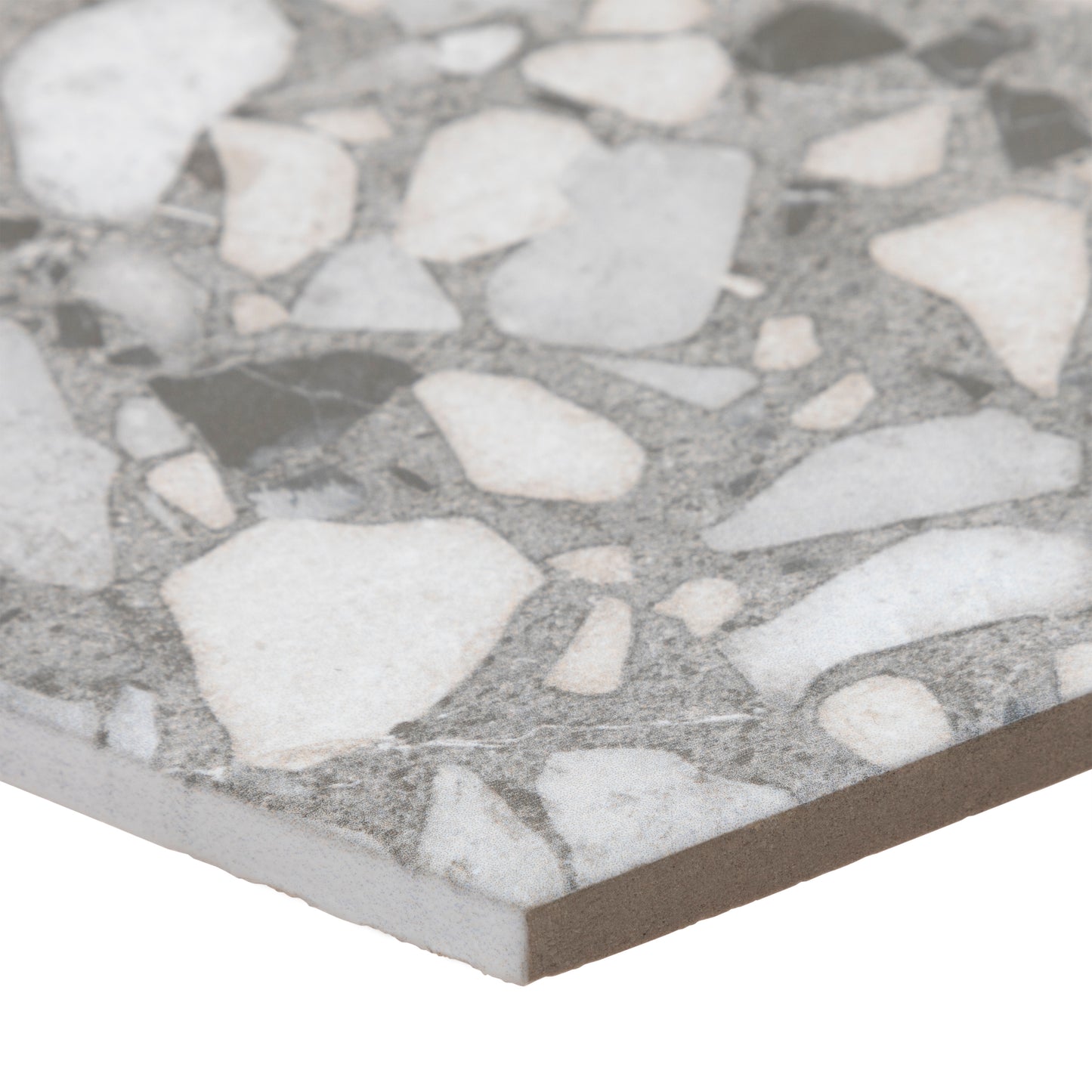 9x10 Hexagon Gray Terrazzo porcelain tile - Industry Tile