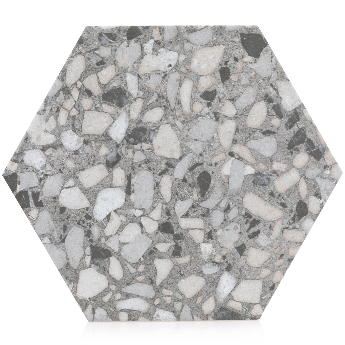 9x10 Hexagon Gray Terrazzo porcelain tile - Industry Tile