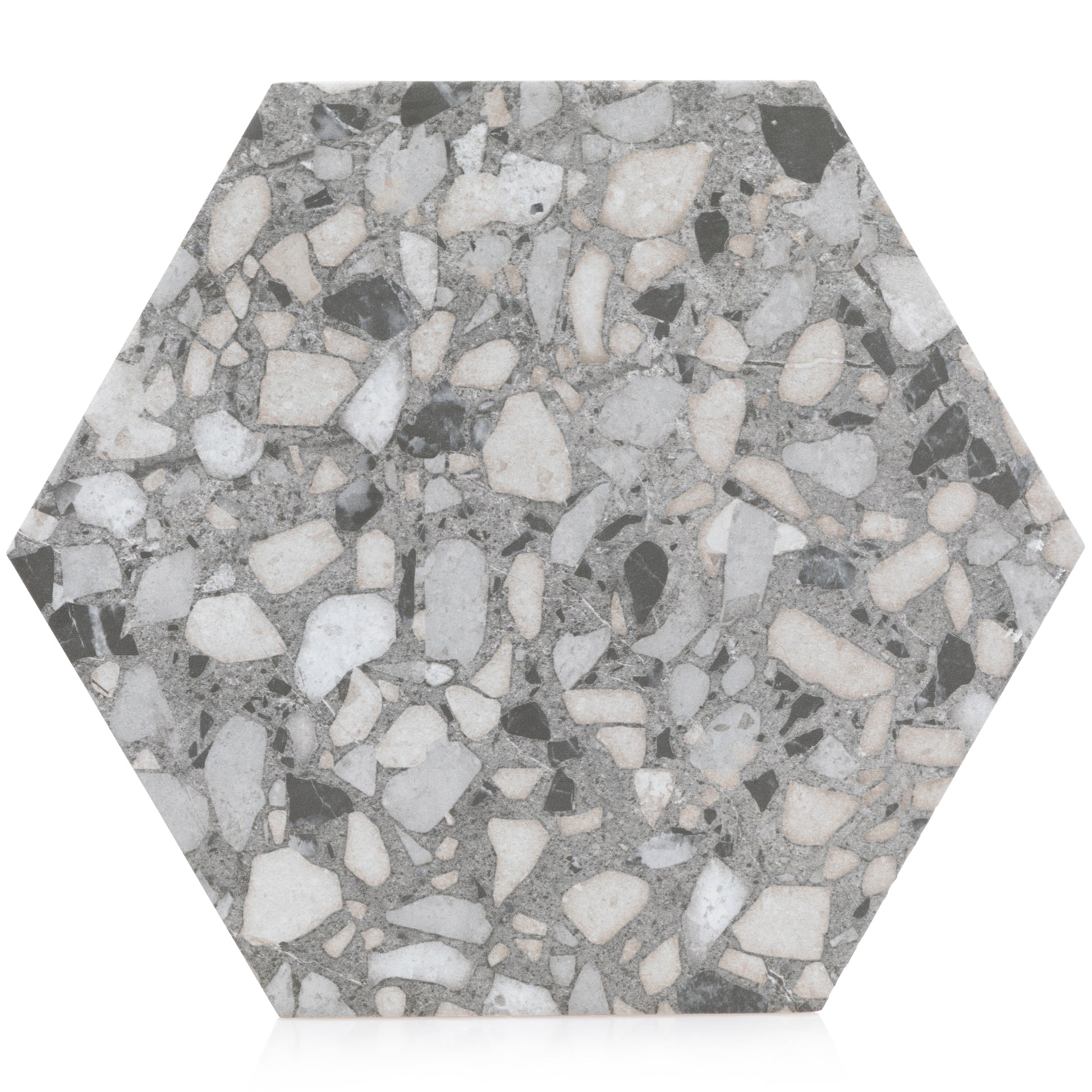 9x10 Hexagon Gray Terrazzo porcelain tile - Industry Tile