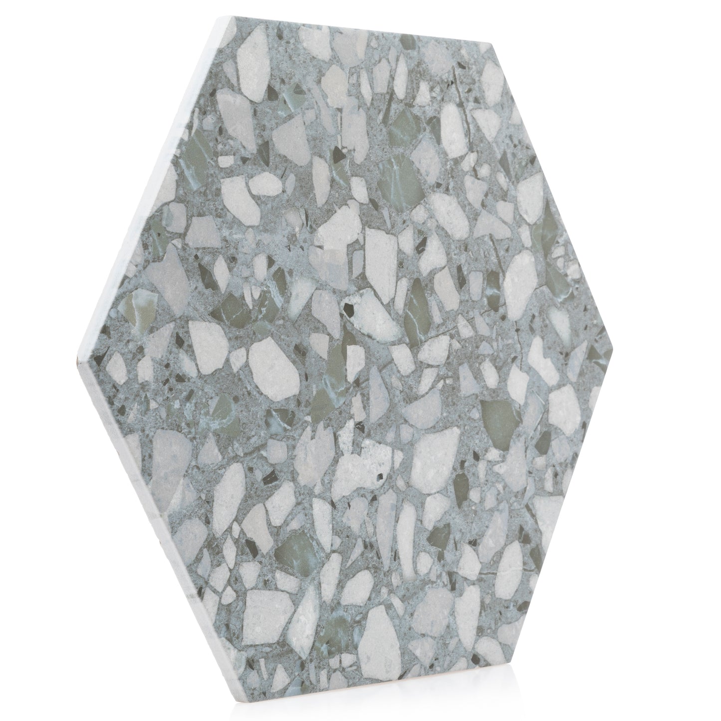 9x10 Hexagon Green Terazzo porcelain tile - Industry Tile