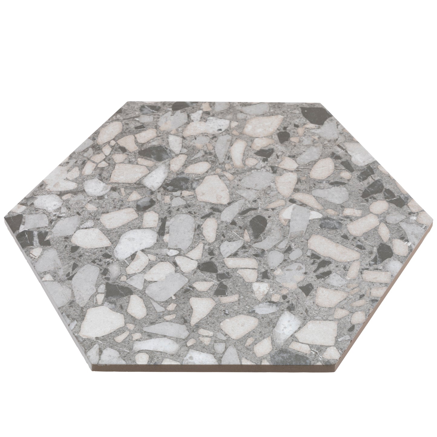 9x10 Hexagon Gray Terrazzo porcelain tile - Industry Tile