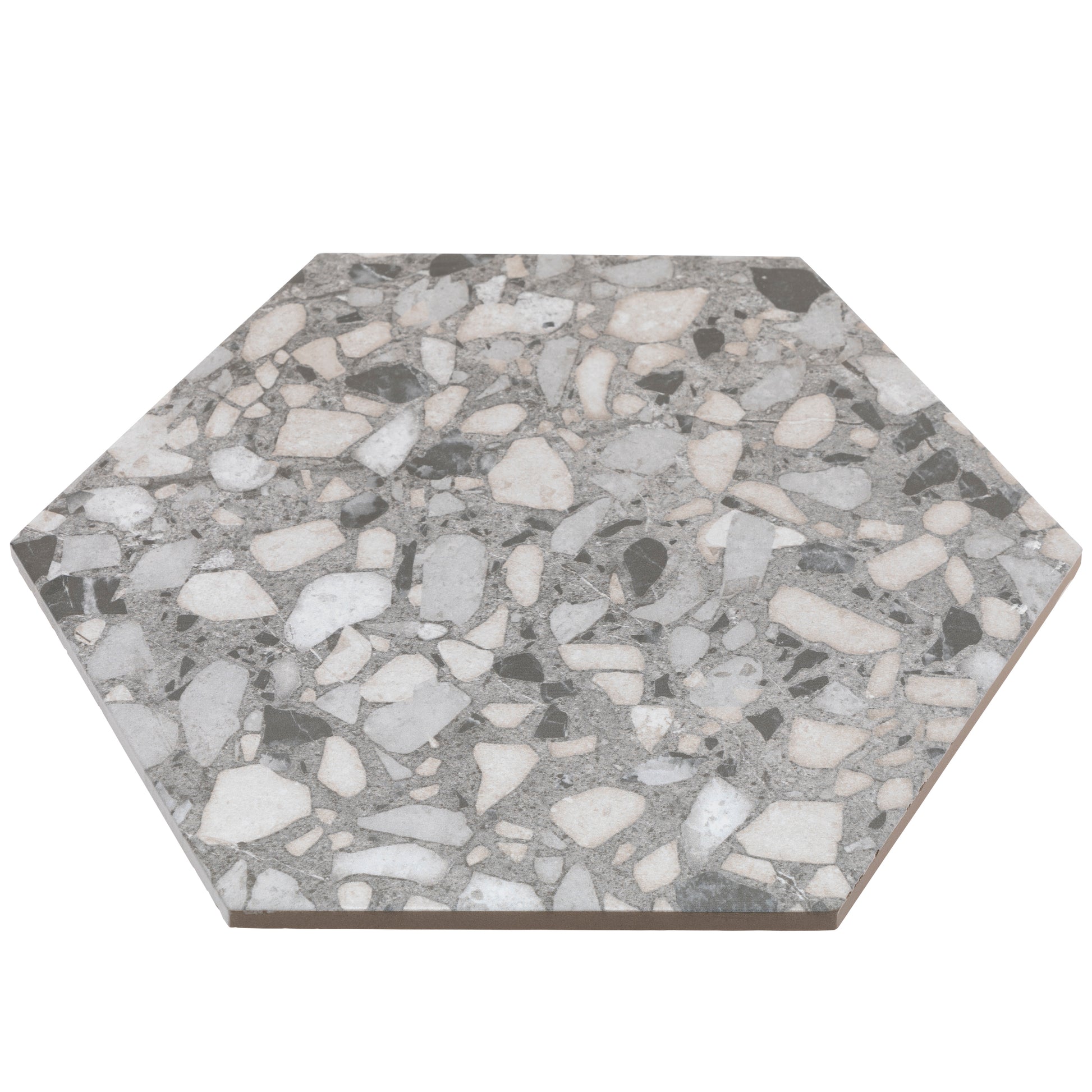 9x10 Hexagon Gray Terrazzo porcelain tile - Industry Tile