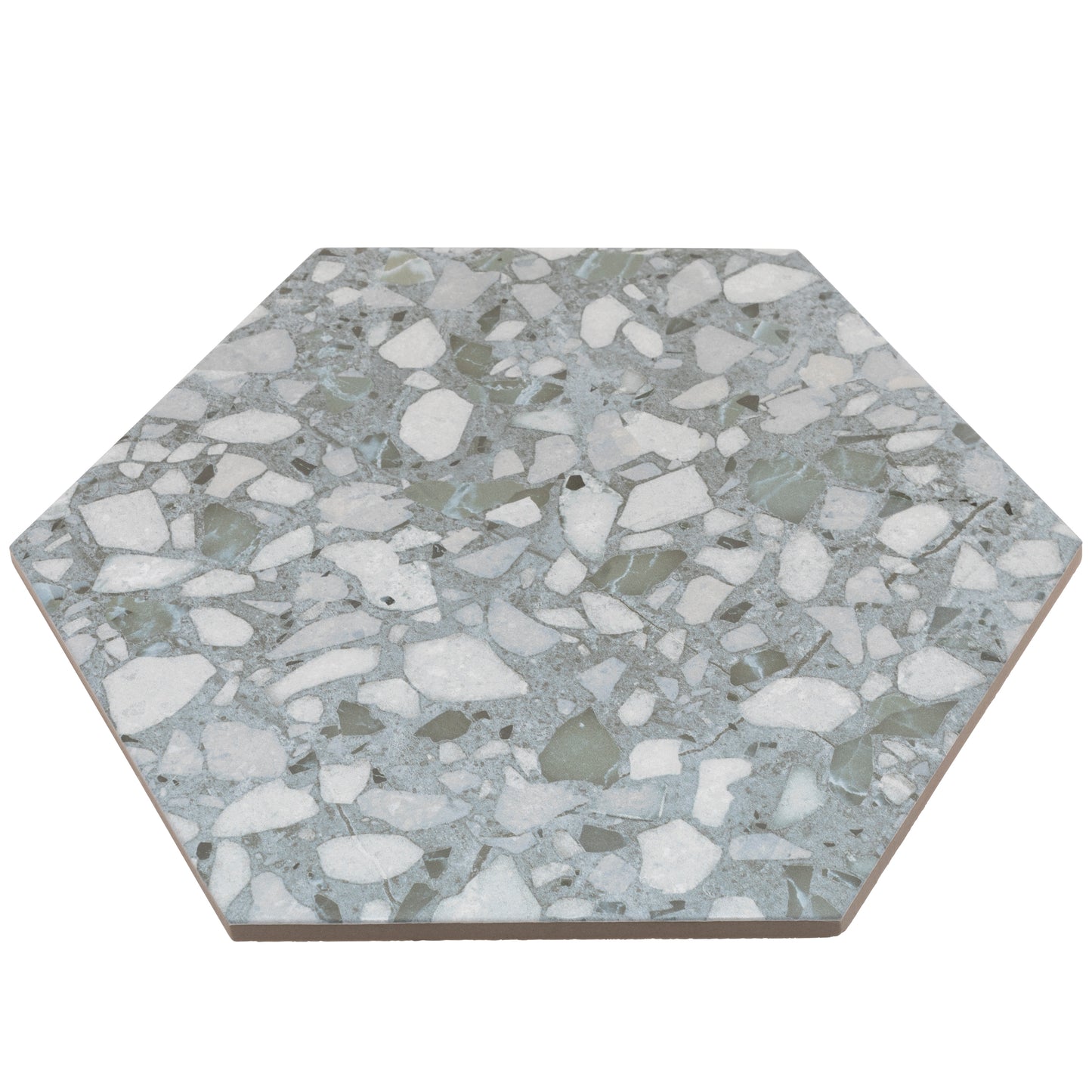 9x10 Hexagon Green Terazzo porcelain tile - Industry Tile