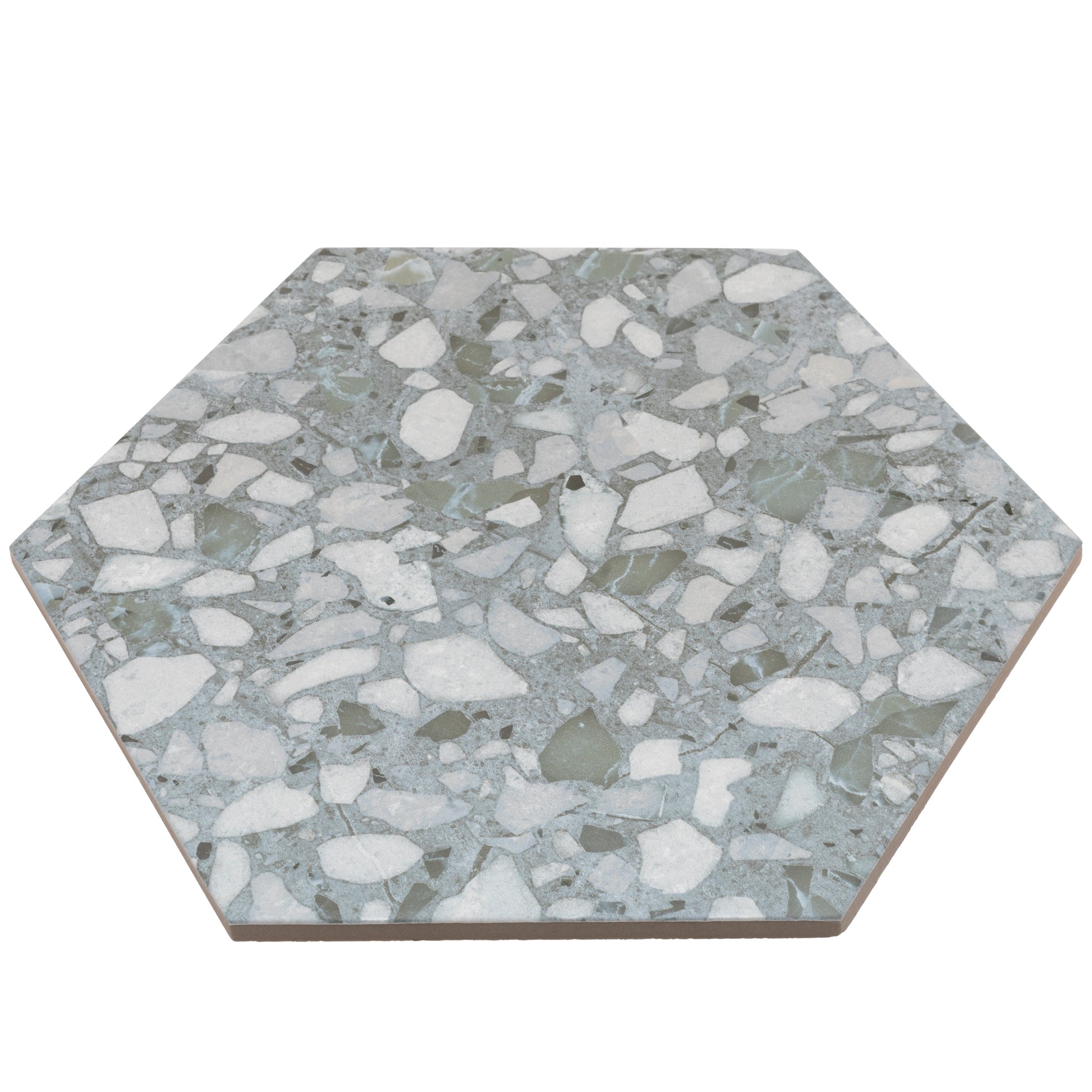 9x10 Hexagon Green Terazzo porcelain tile - Industry Tile