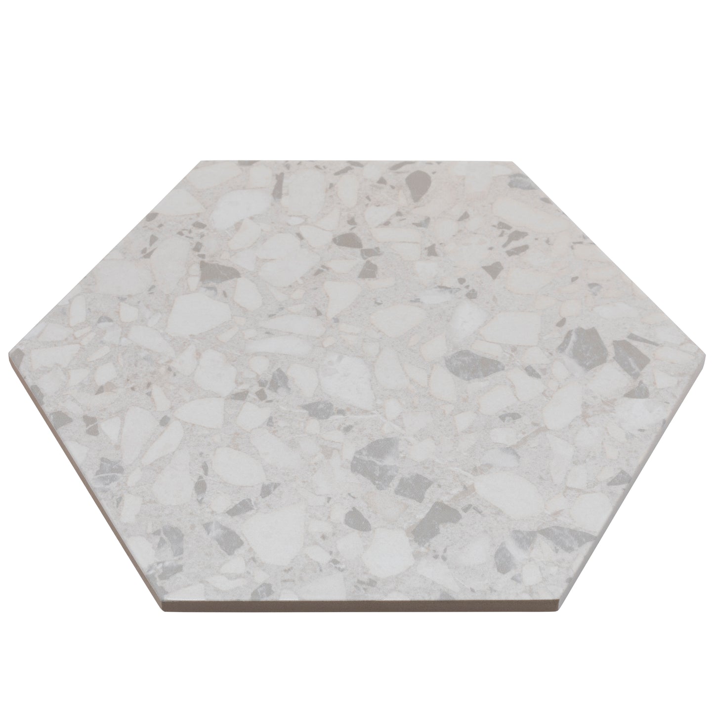 9x10 Hexagon White Terrazzo porcelain tile - Industry Tile