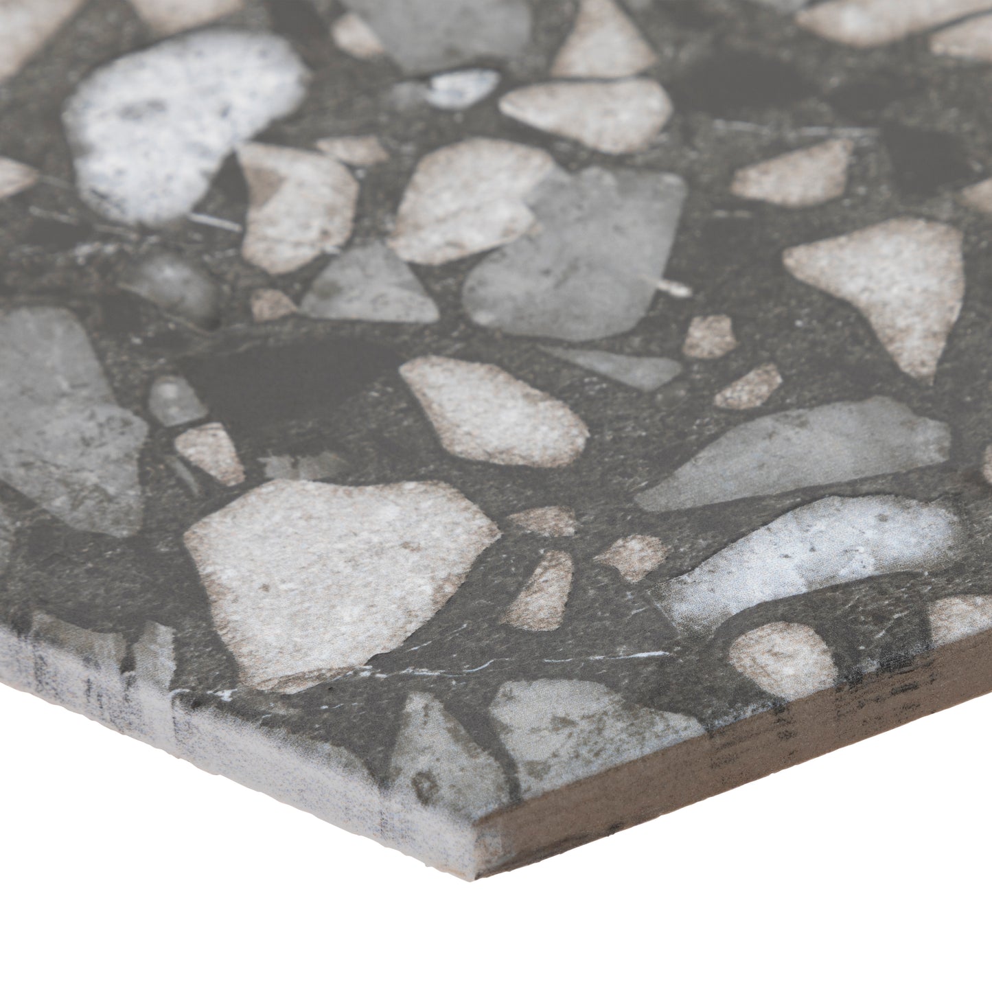 9x10 Hexagon Black Terazzo porcelain tile - Industry Tile