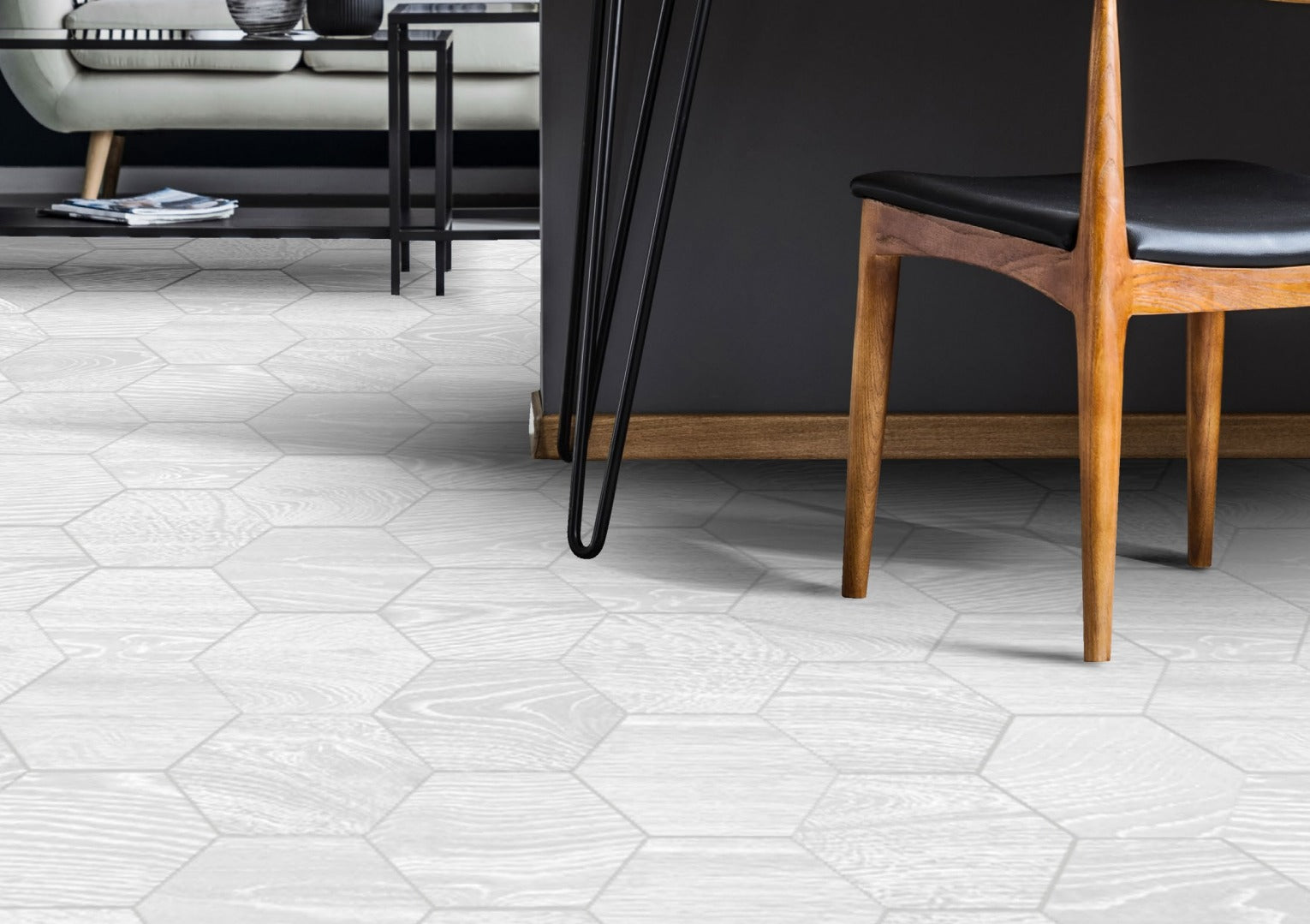 Woodside 8x10 White hexagon porcelain tile - Industry Tile
