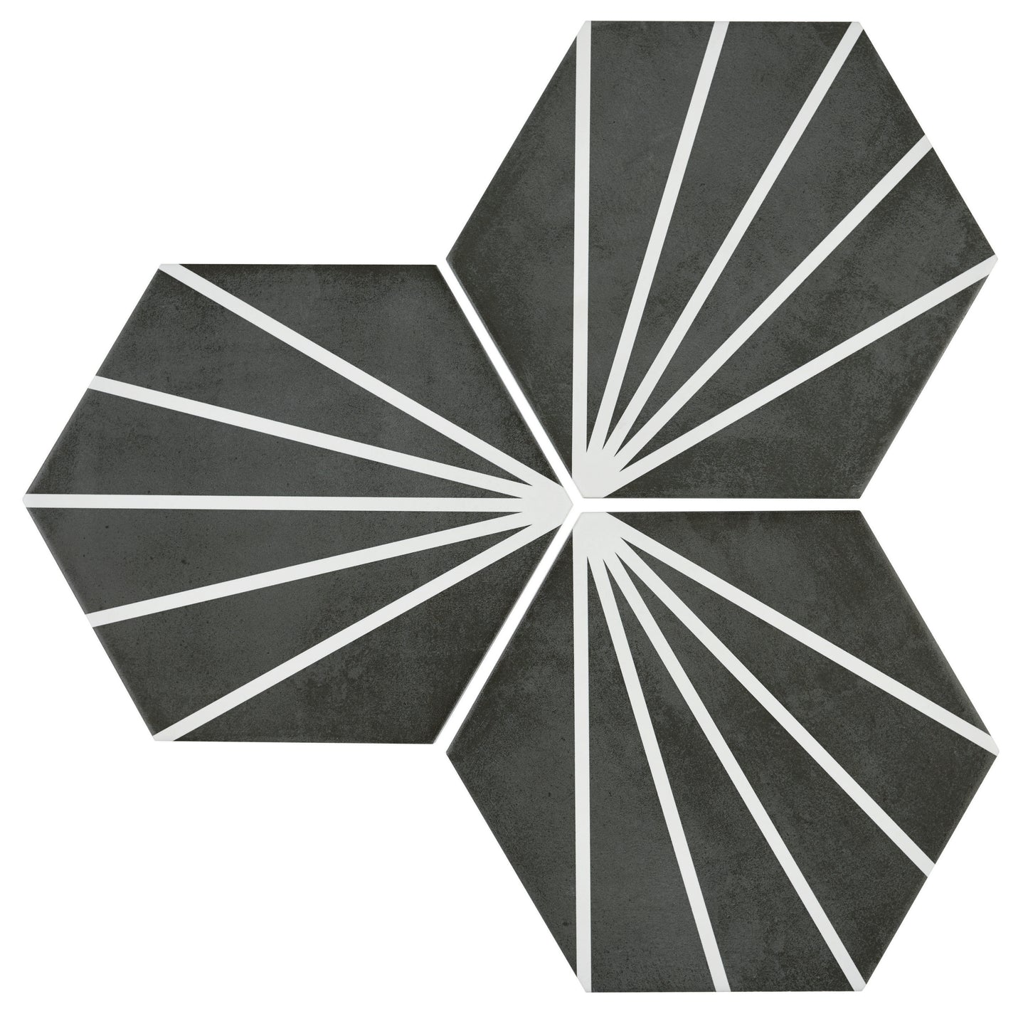 9x10 Palm Bay hexagon Dark Black porcelain tile - Industry Tile