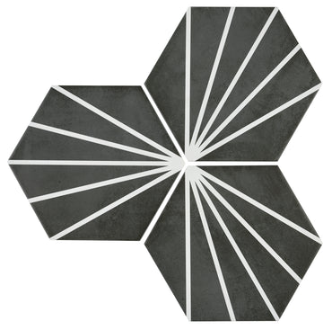 9x10 Palm Bay hexagon Dark Black porcelain tile - Industry Tile