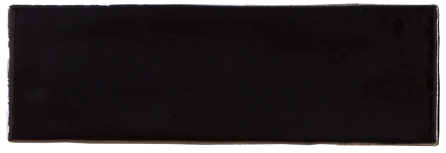2.5x8 Tribeca Black Gloss porcelain tile - Industry Tile
