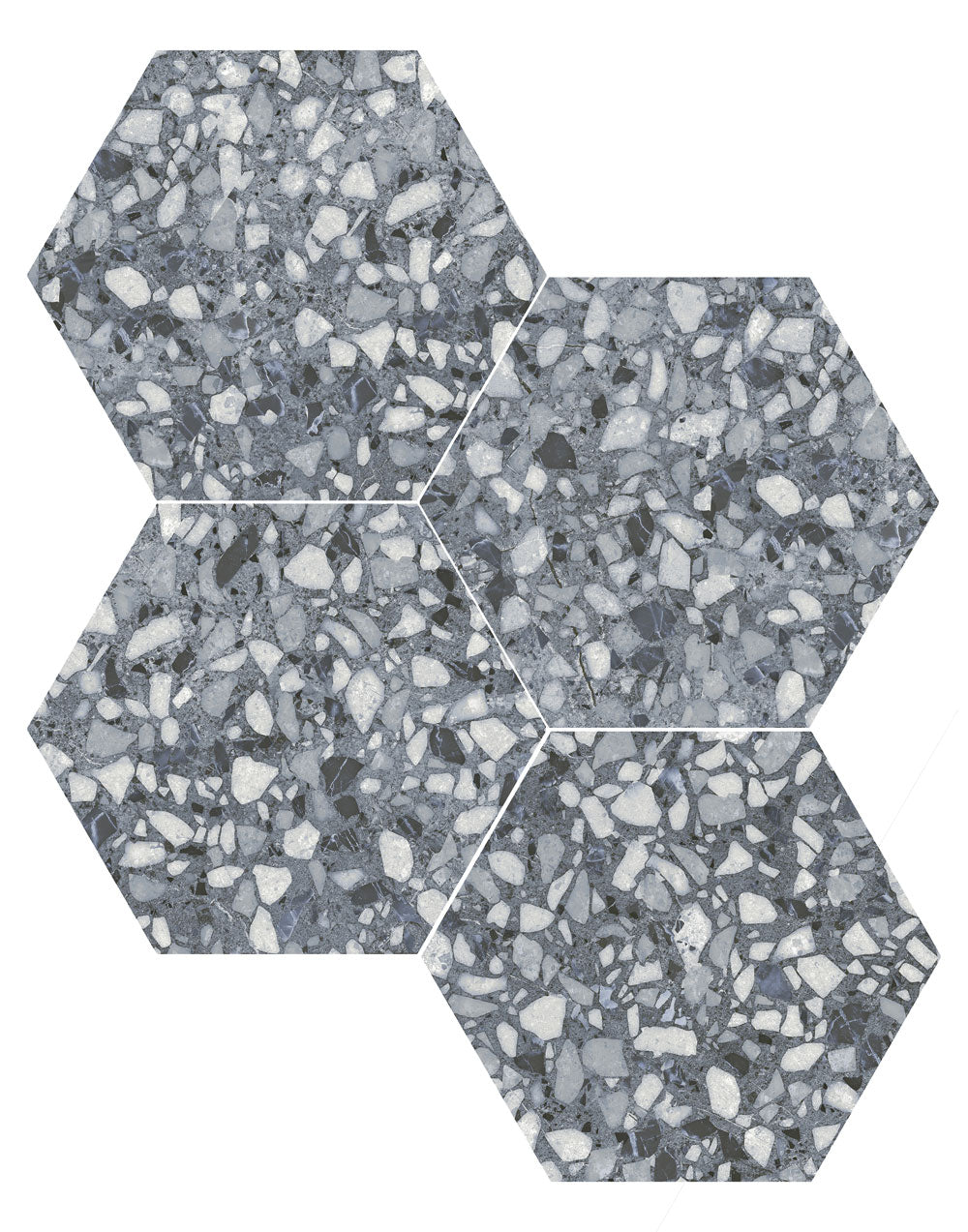 9x10 Hexagon Blue Terrazzo porcelain tile - Industry Tile