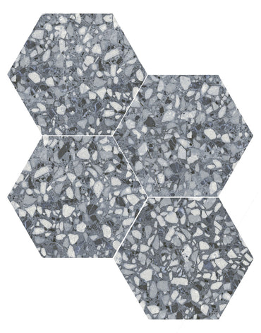 9x10 Hexagon Blue Terrazzo porcelain tile - Industry Tile