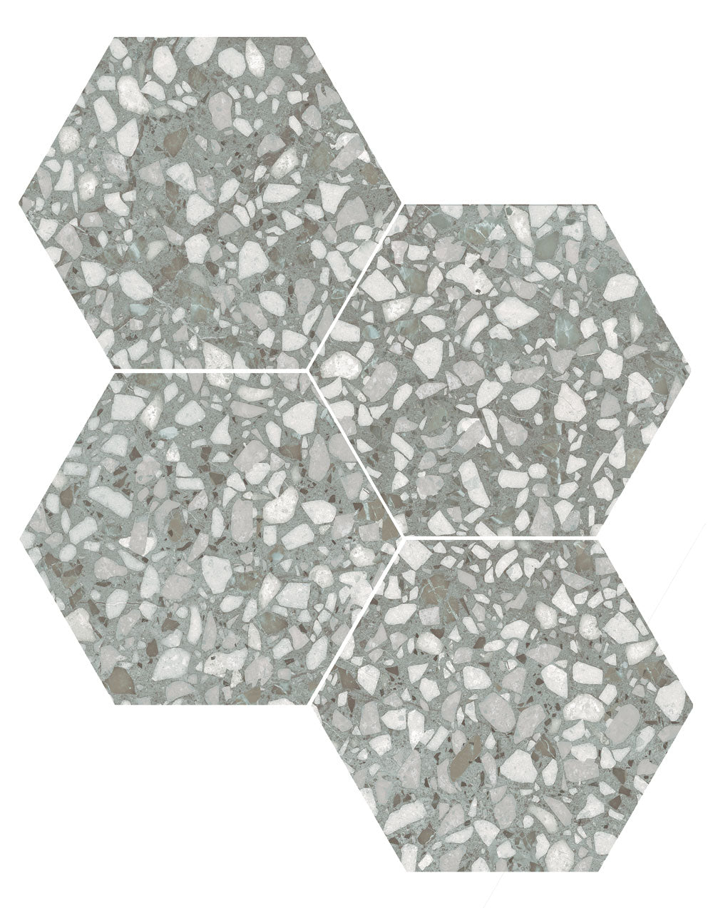 9x10 Hexagon Green Terazzo porcelain tile - Industry Tile