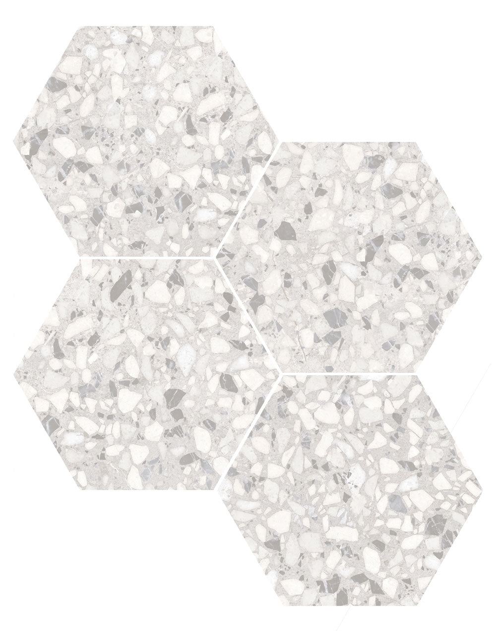 9x10 Hexagon White Terrazzo porcelain tile - Industry Tile