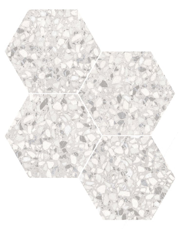 9x10 Hexagon White Terrazzo porcelain tile - Industry Tile