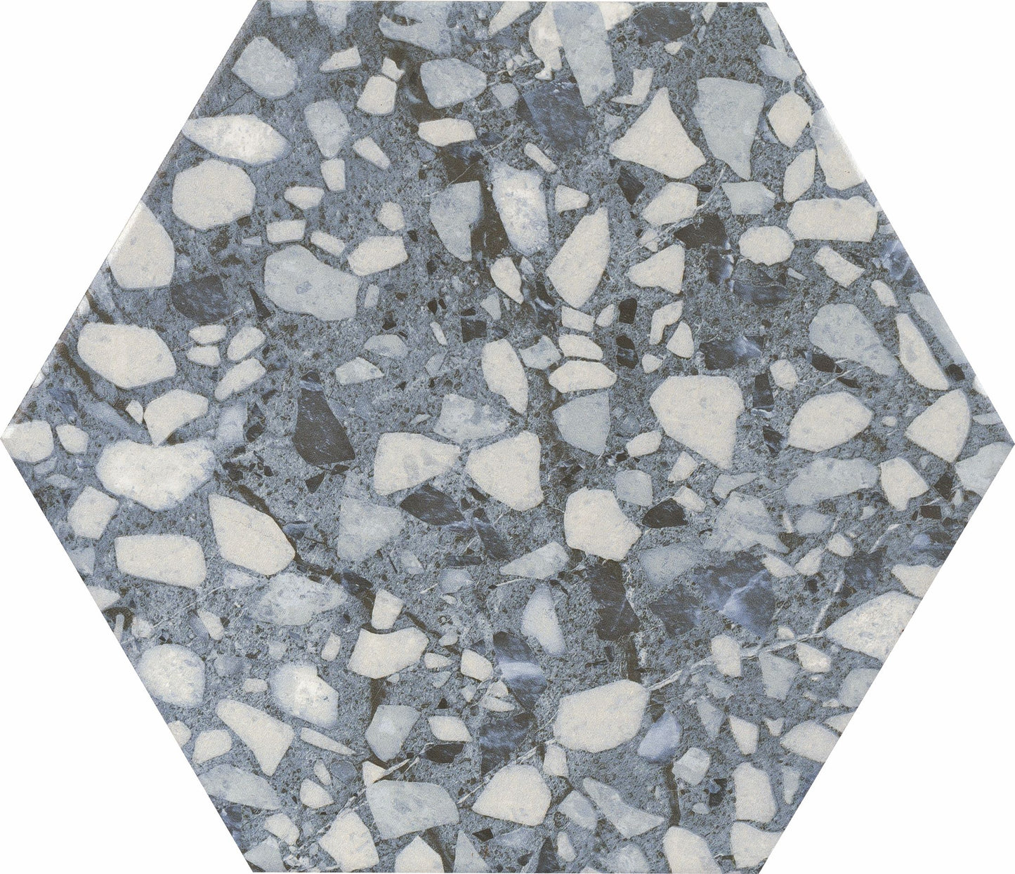 9x10 Hexagon Blue Terrazzo porcelain tile - Industry Tile