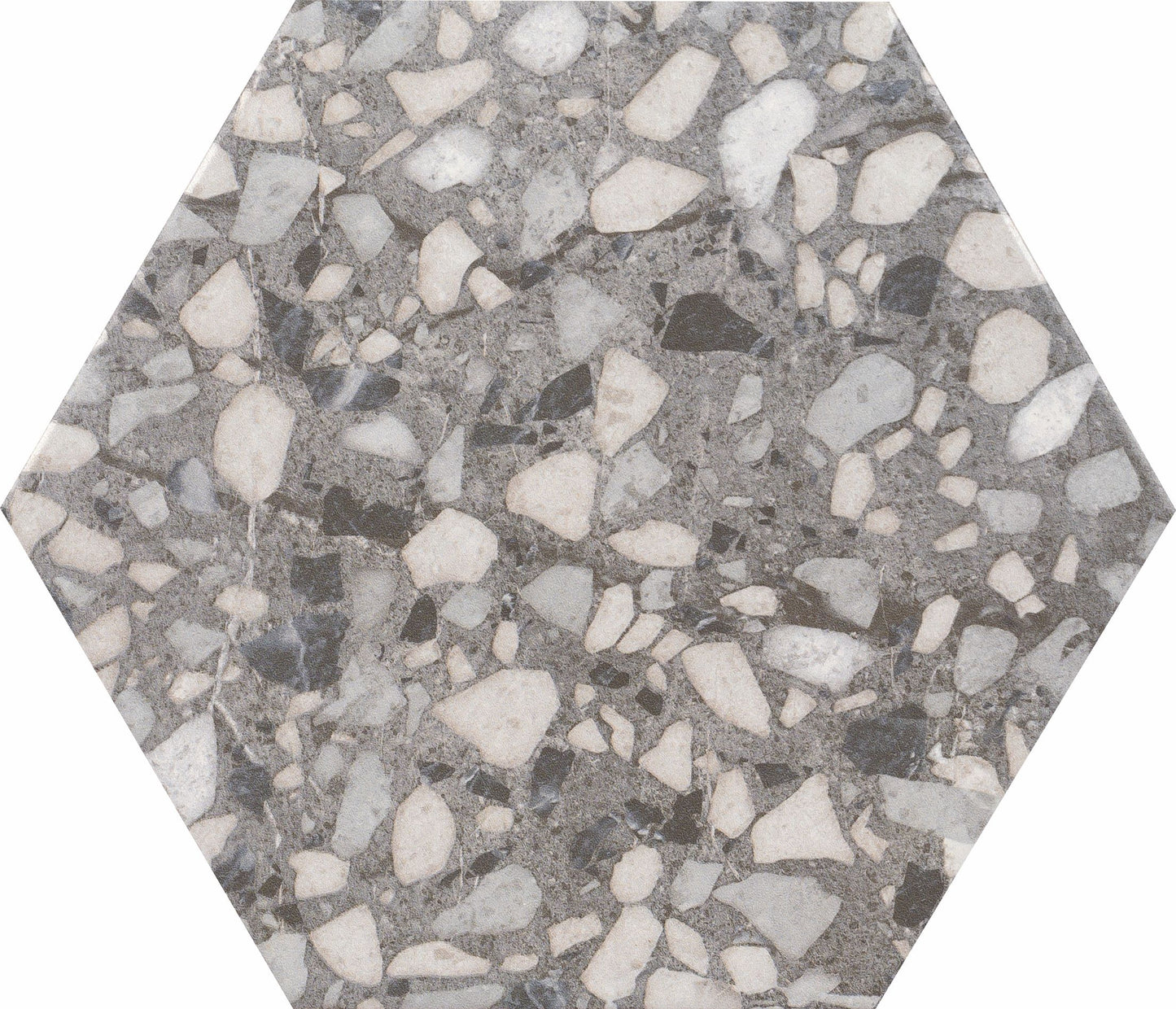 9x10 Hexagon Gray Terrazzo porcelain tile - Industry Tile